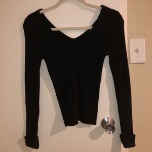 Black V-neck sweater
